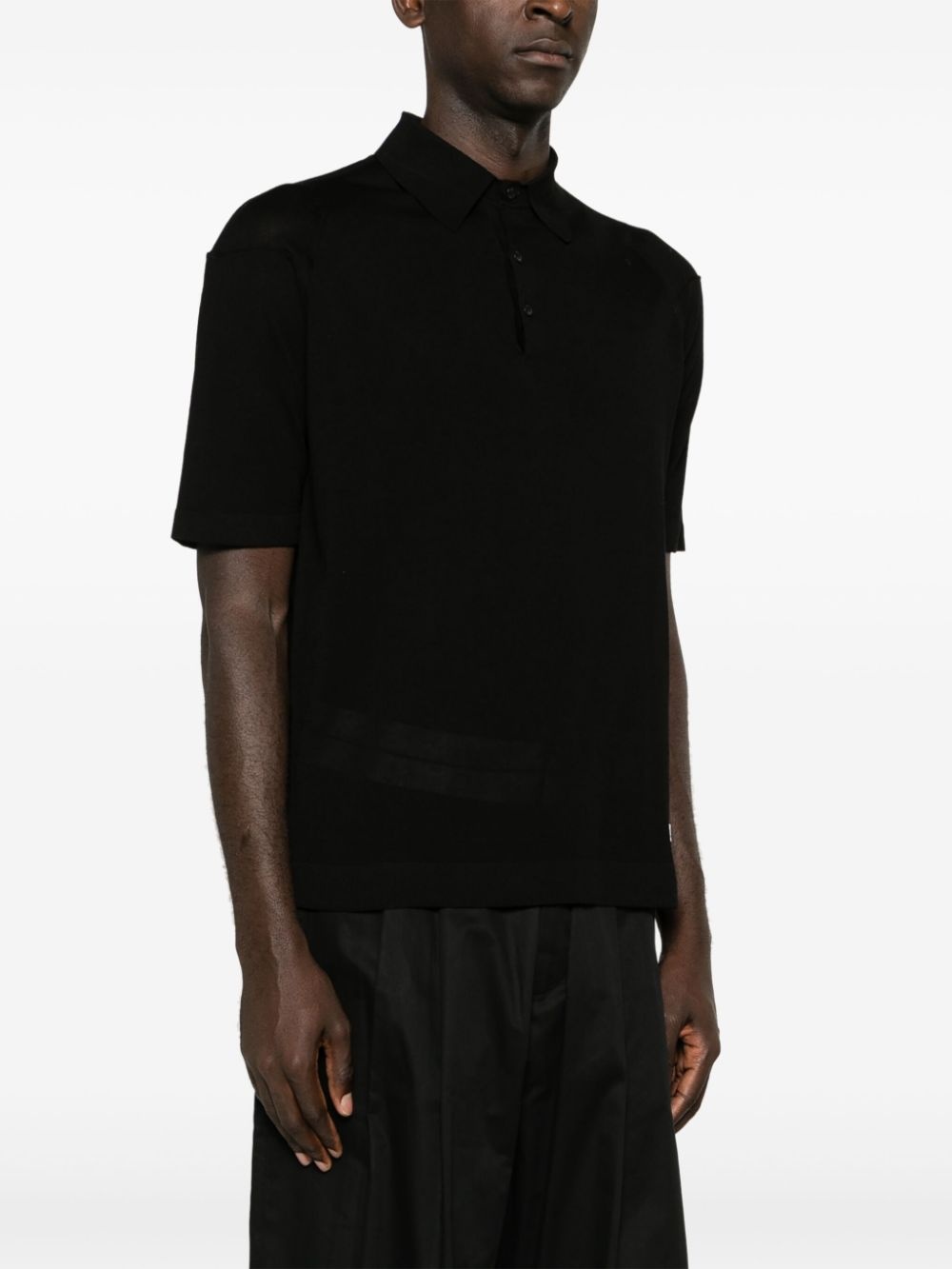 logo-patch knitted polo shirt - 3