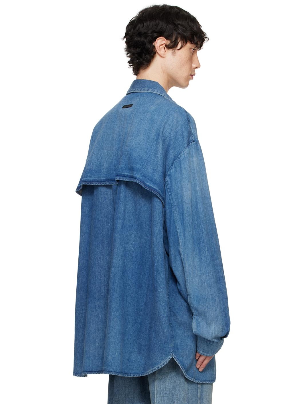 Blue Vented Denim Shirt - 3