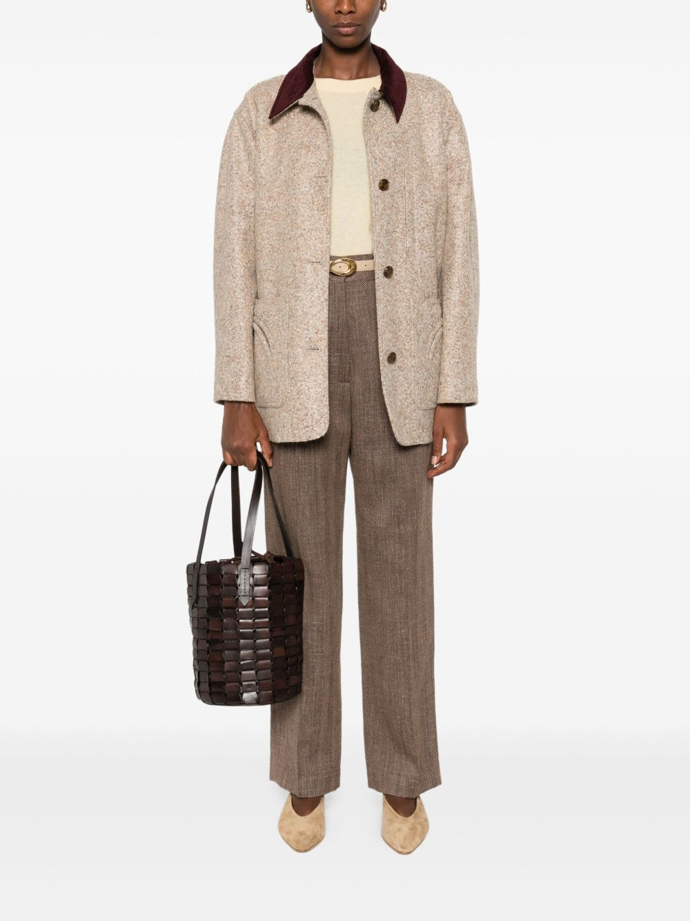 herringbone pleated trousers - 2