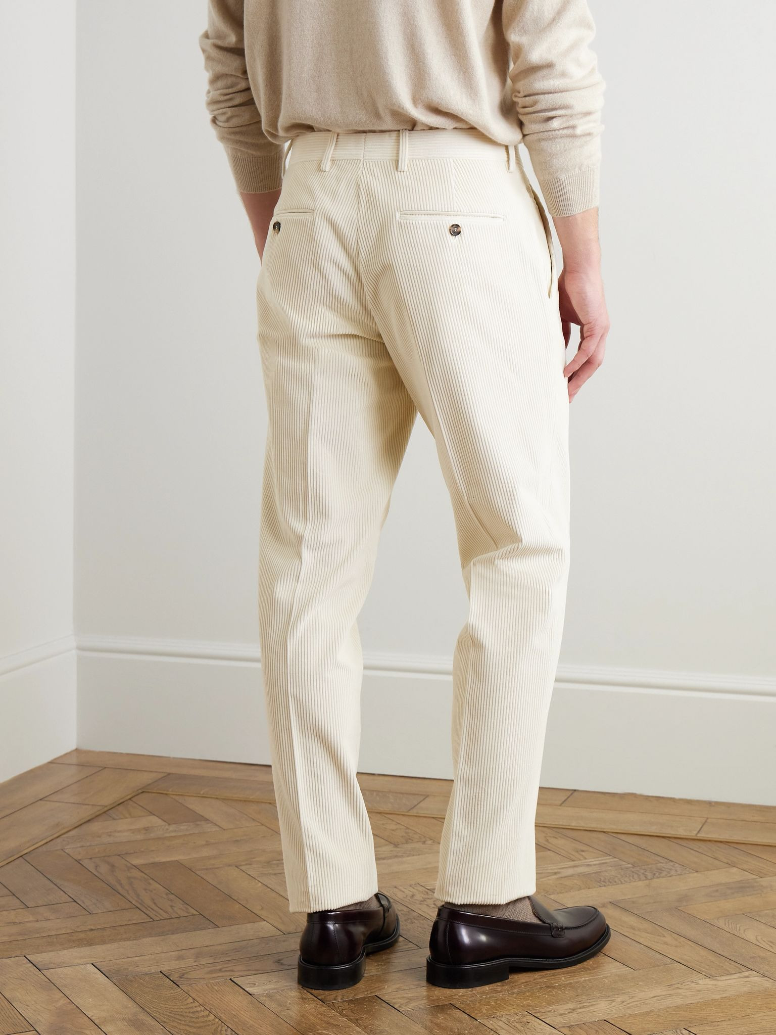 Jarno Straight-Leg Cotton-Corduroy Trousers Cream - 4