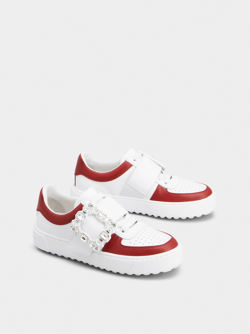 Very Vivier Strass Buckle Sneakers in Leather 2