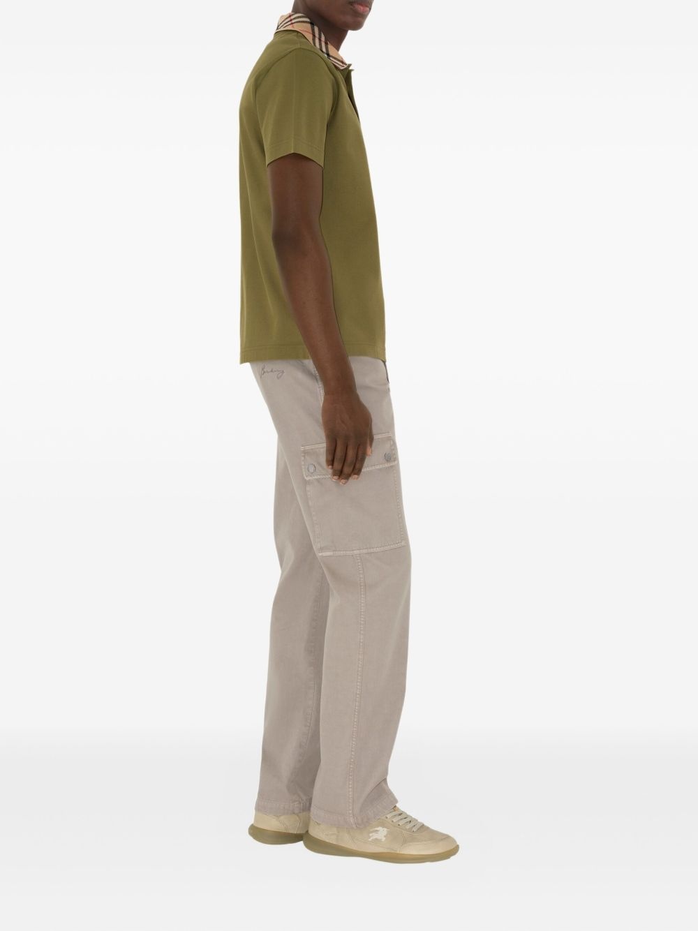 check-collar cotton polo shirt - 3