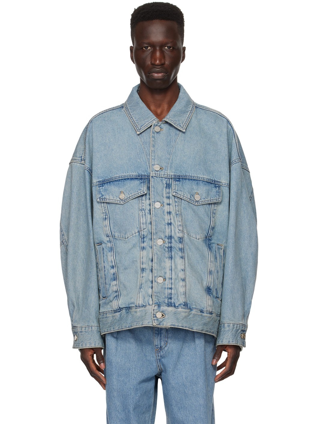 Wooyoungmi Blue Wire Denim Jacket | REVERSIBLE