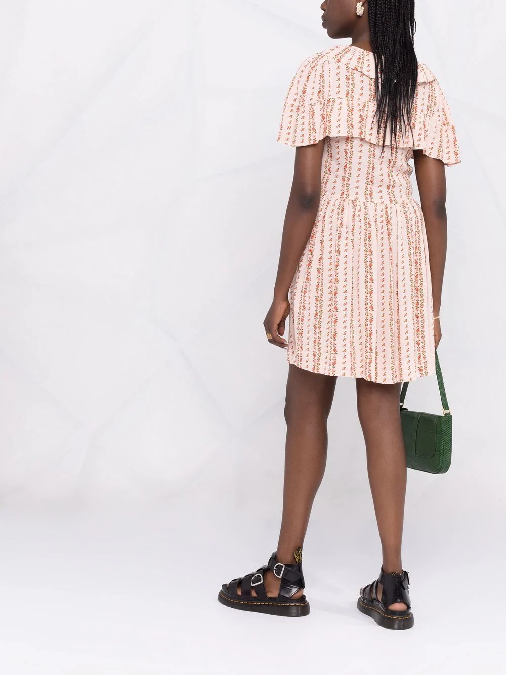floral-print cape-like mini dress - 6