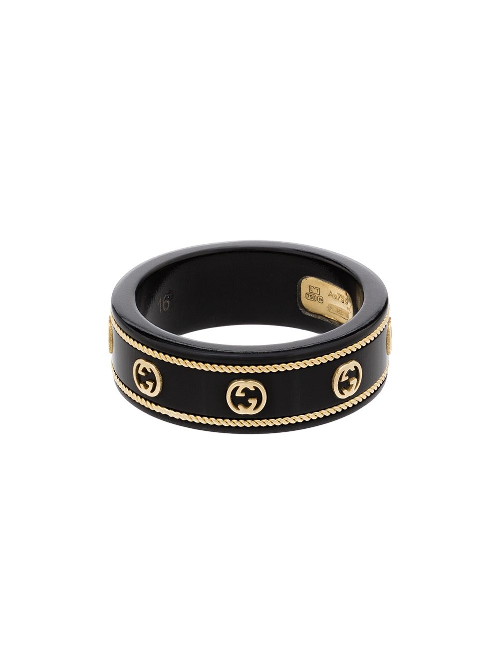 18kt yellow gold GG logo ring - 1