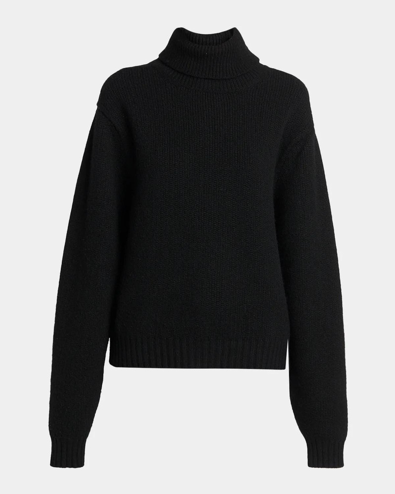 Wool-Cashmere-Mohair Chunky Knit Turtleneck Sweater 1
