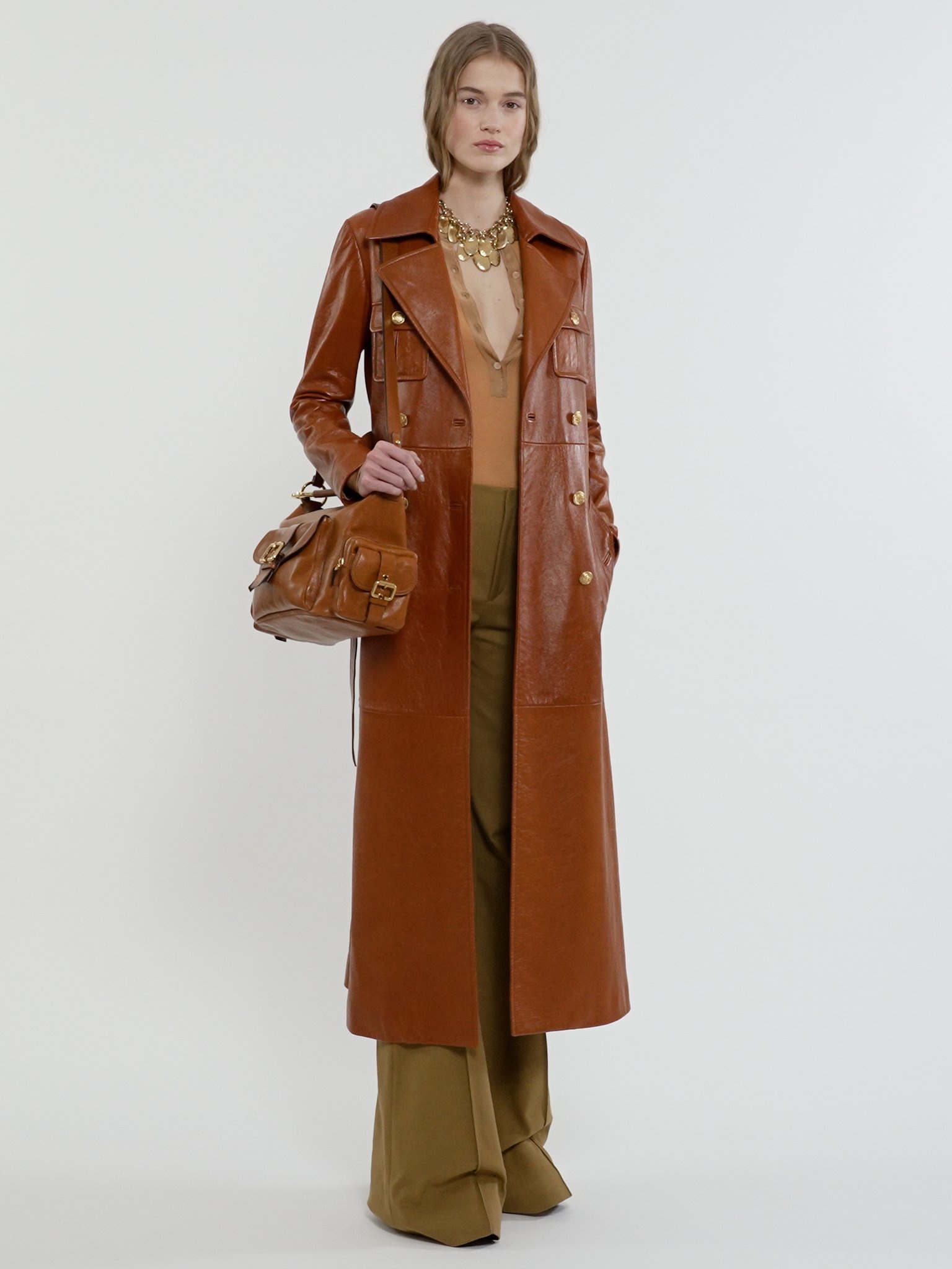 UTILITARIAN TRENCH COAT IN SOFT LEATHER - 5