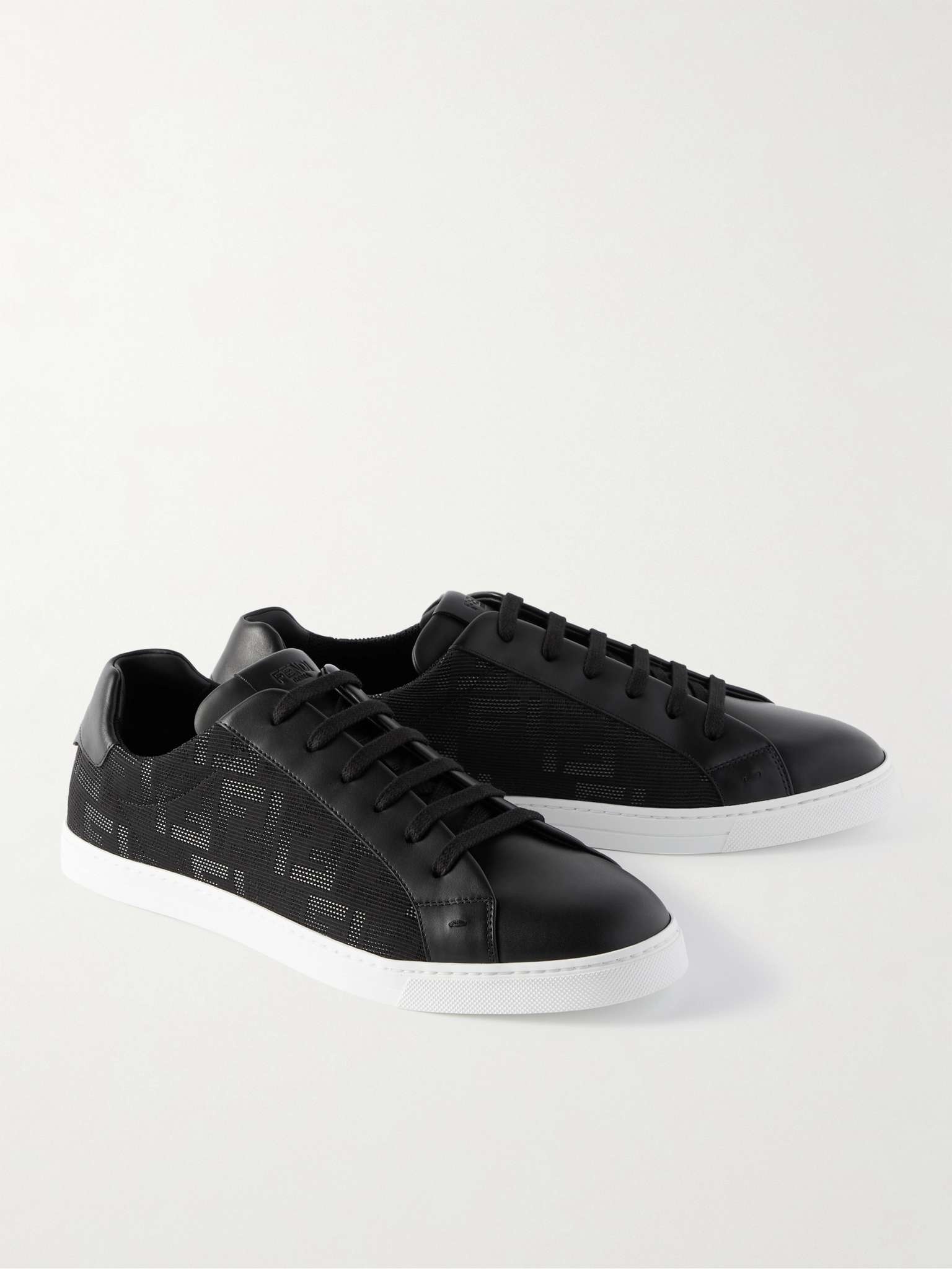 Leather-Trimmed Logo-Jacquard Canvas Sneakers - 4