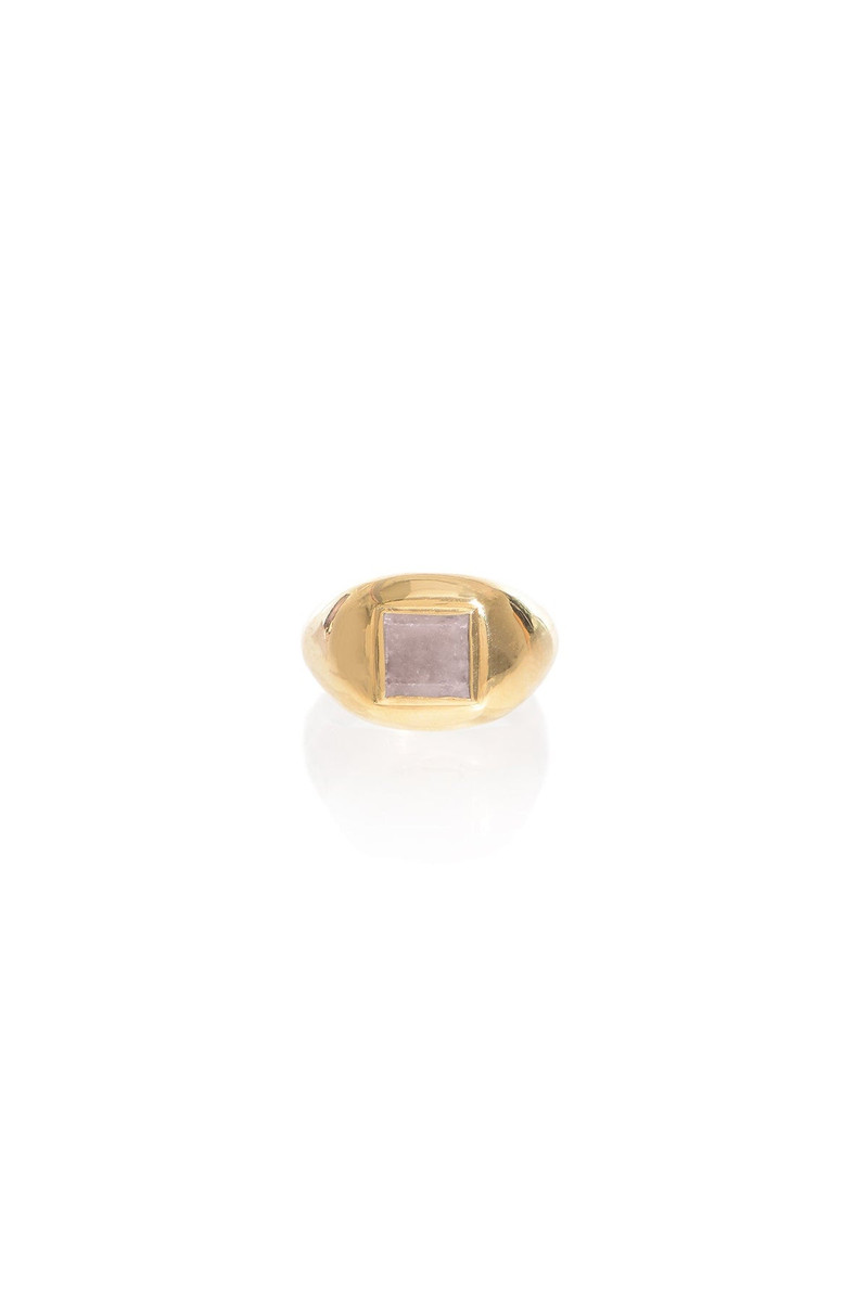 Medium Ring in 18k Gold & Rose Quartz Stone 1