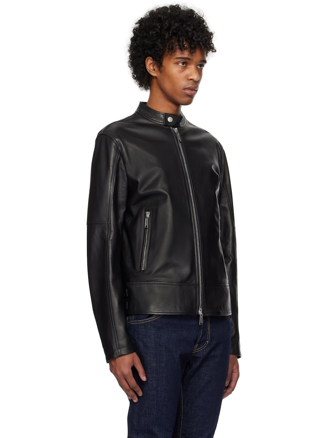 Black Biker Leather Jacket - 2