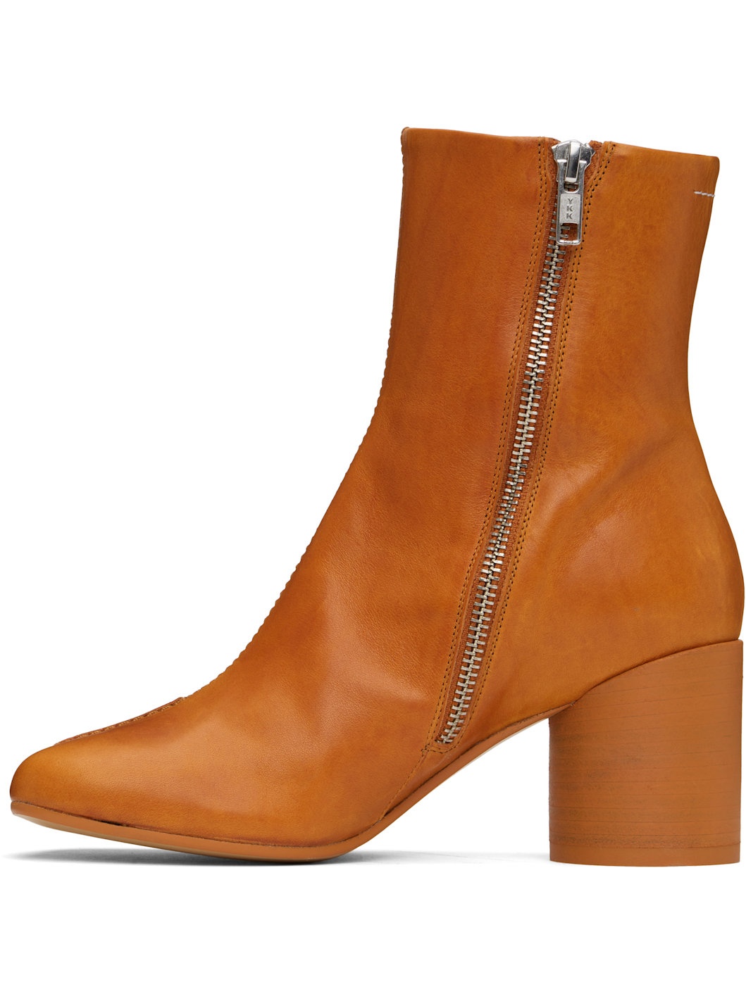 Tan Stitch-out Leather Ankle Boots - 3