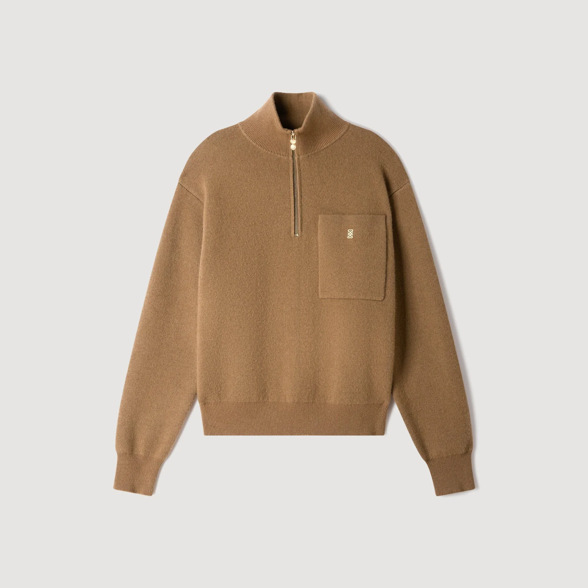HALF ZIP WOOL AND CASHMERE SWEATER - 1