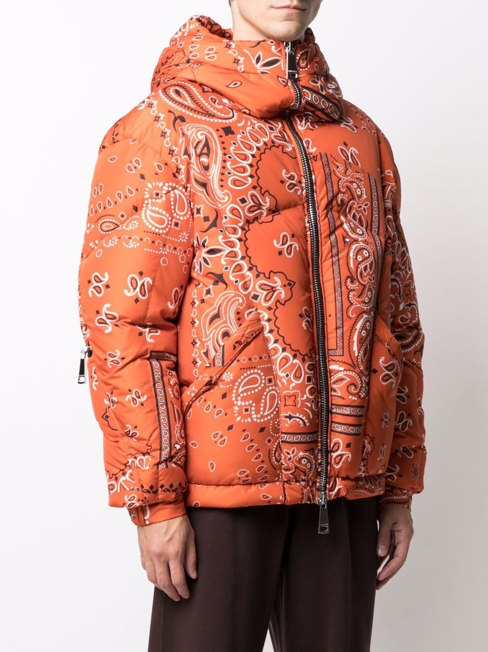 bandana-print hooded puffer jacket - 3