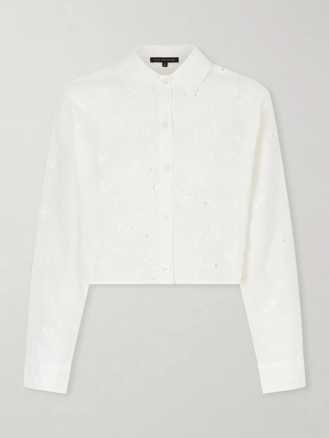 Simone Cropped Broderie Anglaise Cotton Shirt - 1