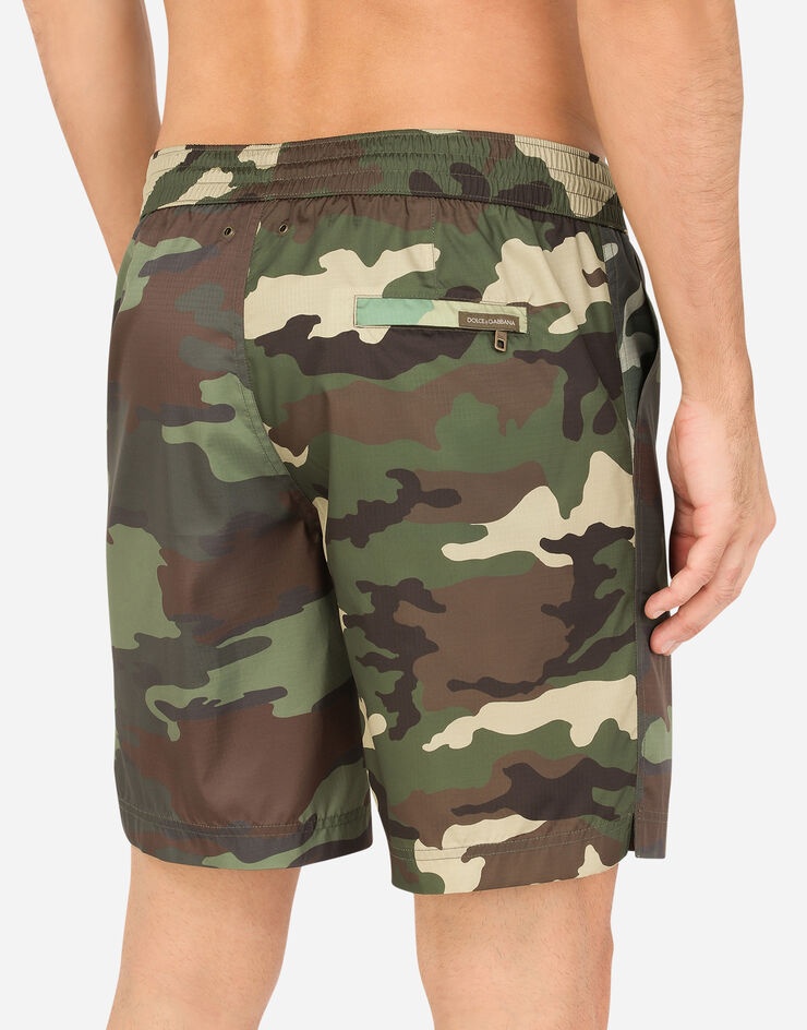 Mid-length swim trunks with camouflage patchwork design - 5