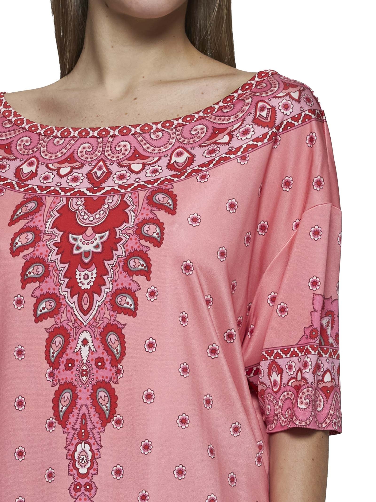 Etro Women Pink Paisley Print Stretch Jersey Top - 5