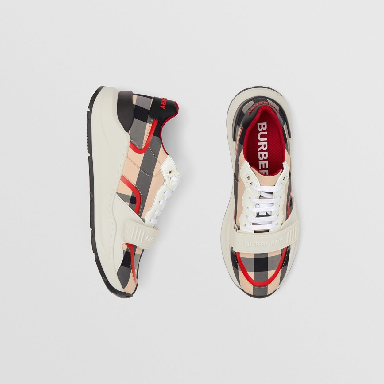 Check Nylon and Leather Sneakers - 6