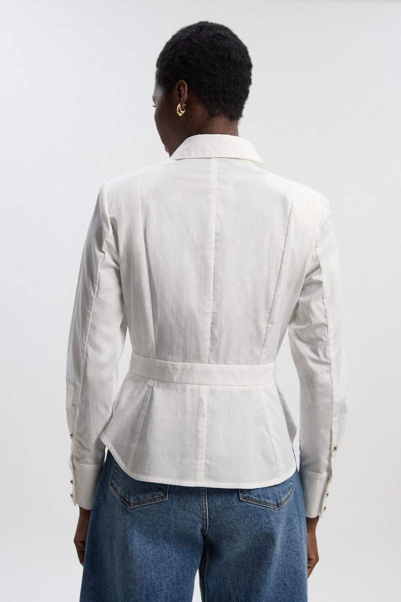 Stretch Cotton Cut Out Detail Woven Shirt 4
