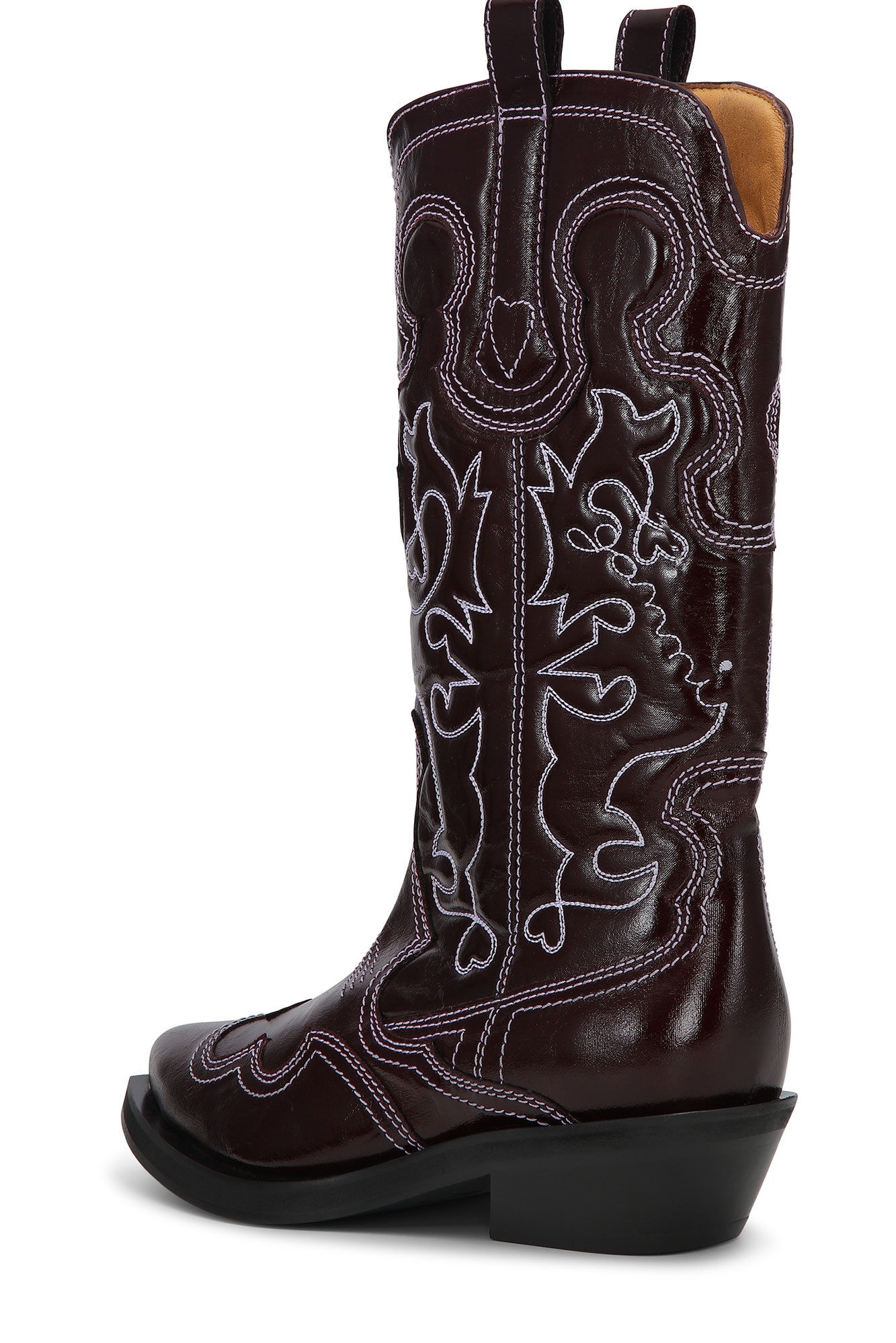 BURGUNDY MID SHAFT EMBROIDERED WESTERN BOOTS - 3