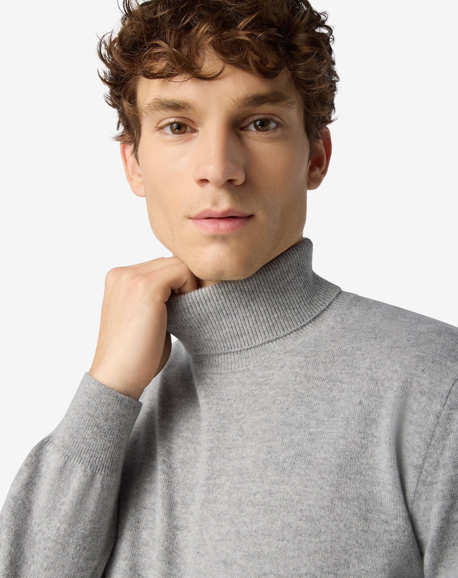 Grey mélange turtleneck in sublime cashmere - 4