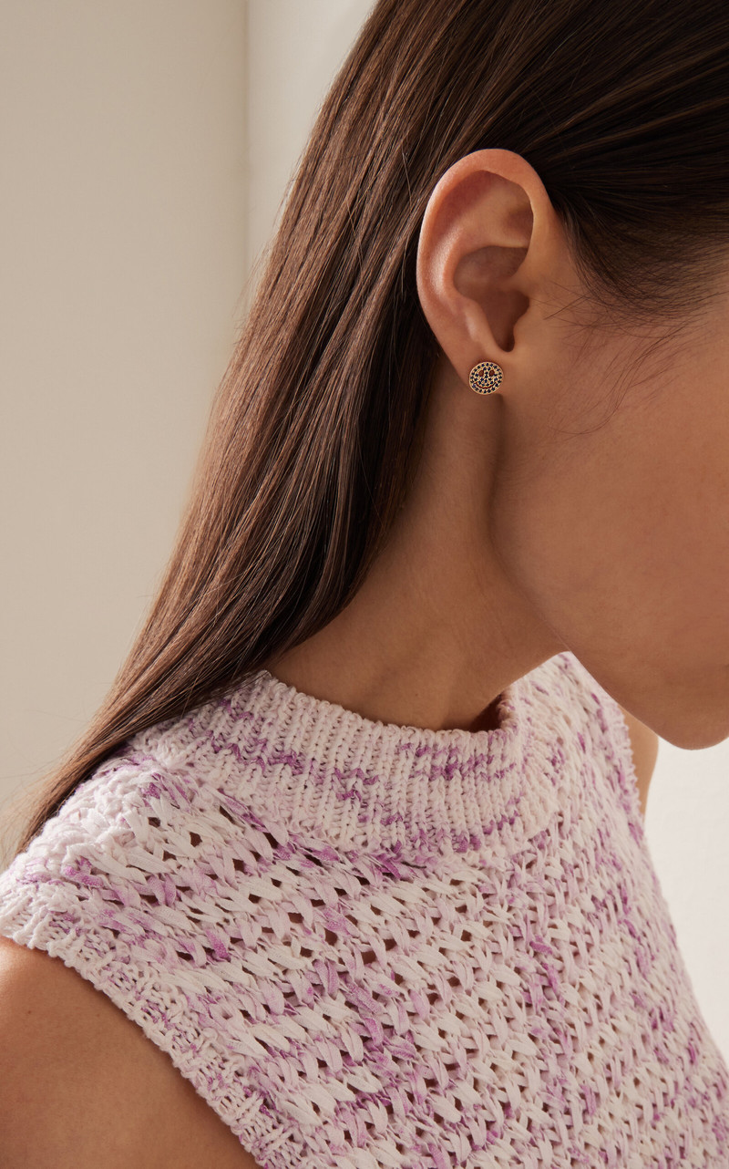 SYDNEY EVAN Happy Face 14K Yellow Gold Sapphire Earrings blue outlook