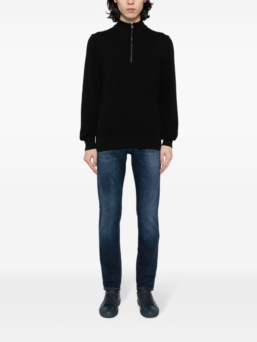 zip-up cotton jumper - 2