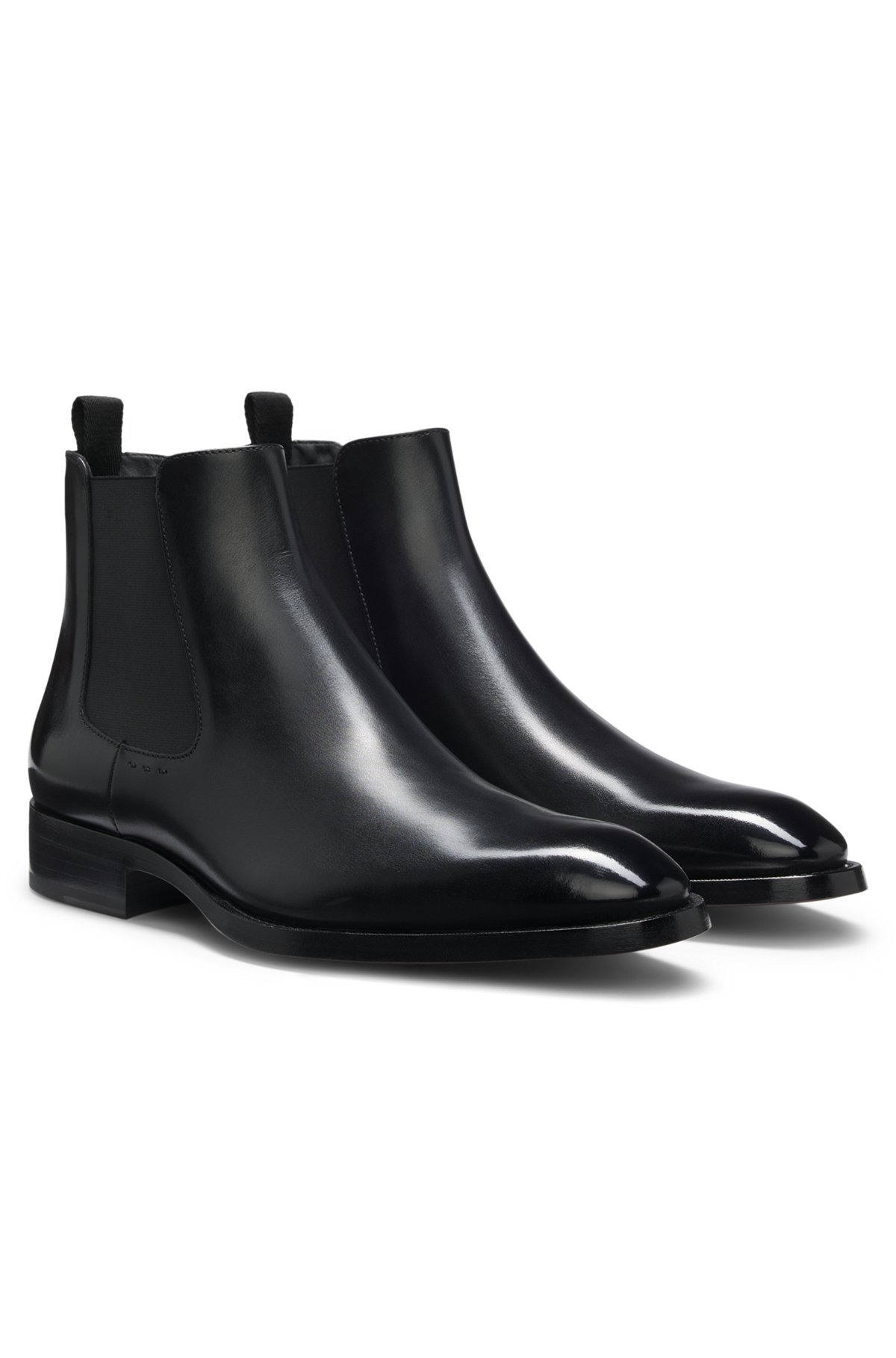 LEATHER CHELSEA BOOTS WITH ELASTICATED PANELS - 2