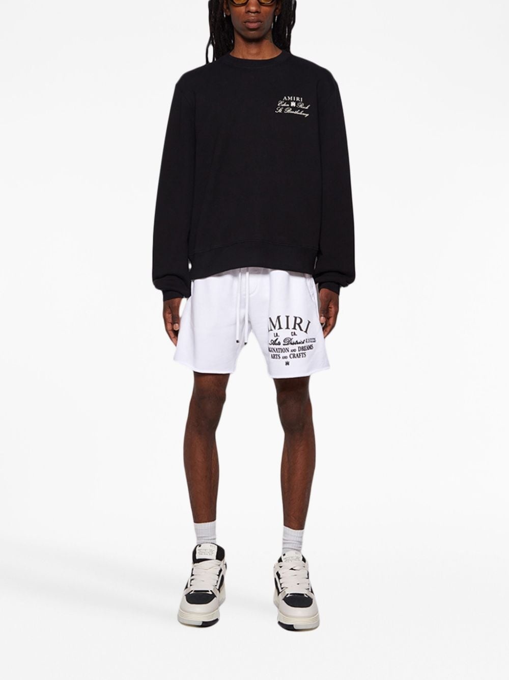 logo-print cotton track shorts - 2