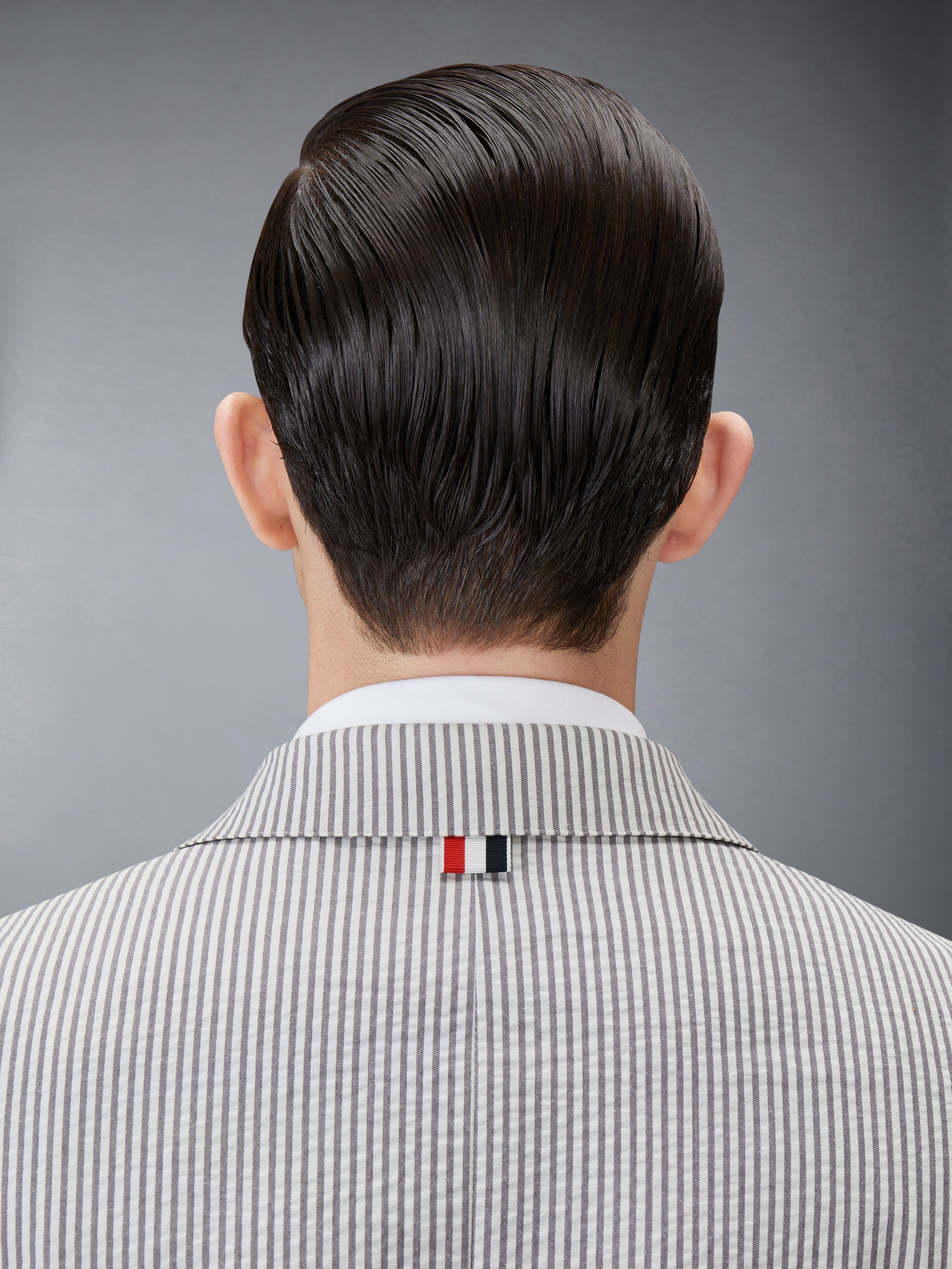 Medium Grey and White Seersucker Half Lined Single Breasted Classic Jacket - 7