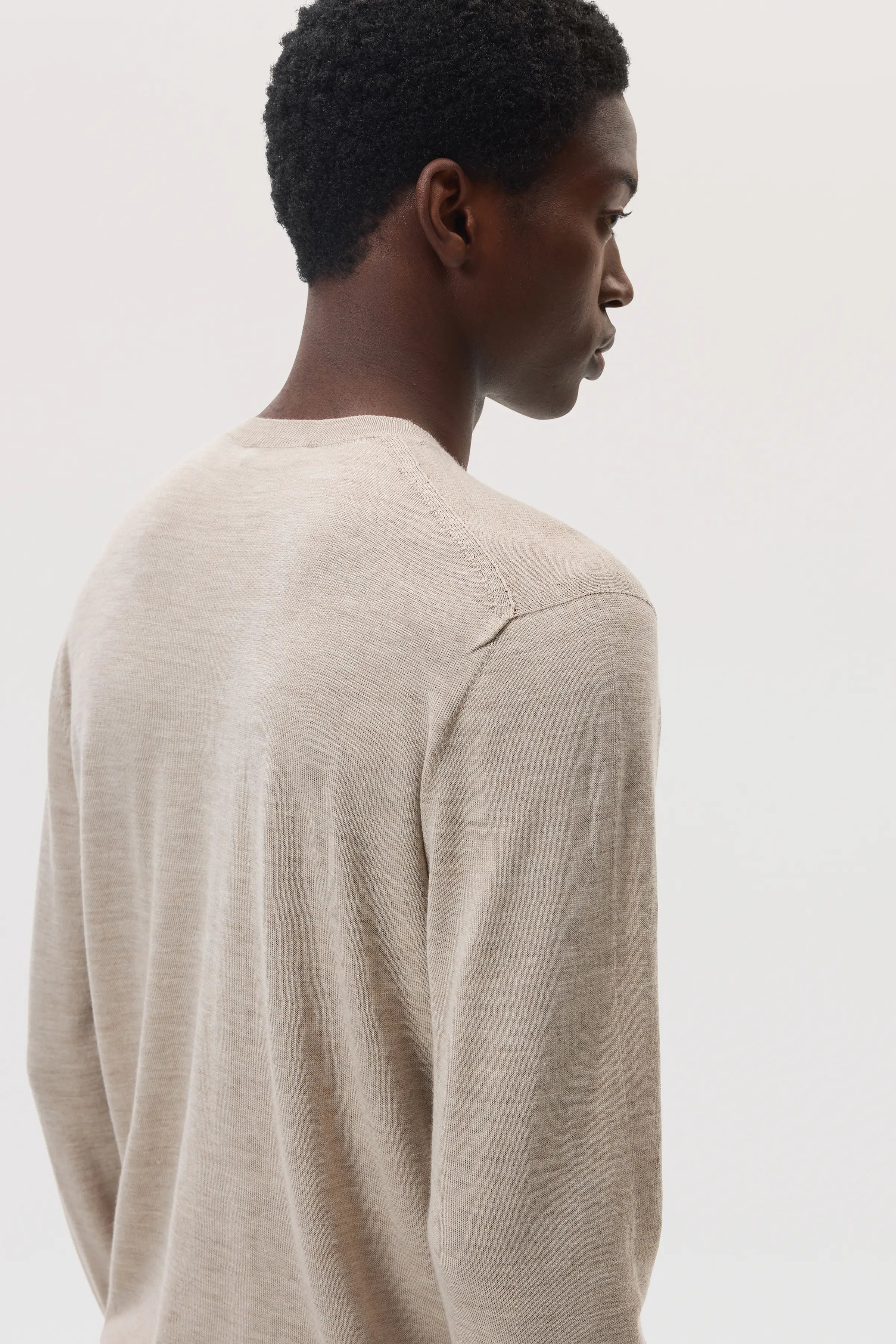 Merino Round Neck Natural Jumper - 4