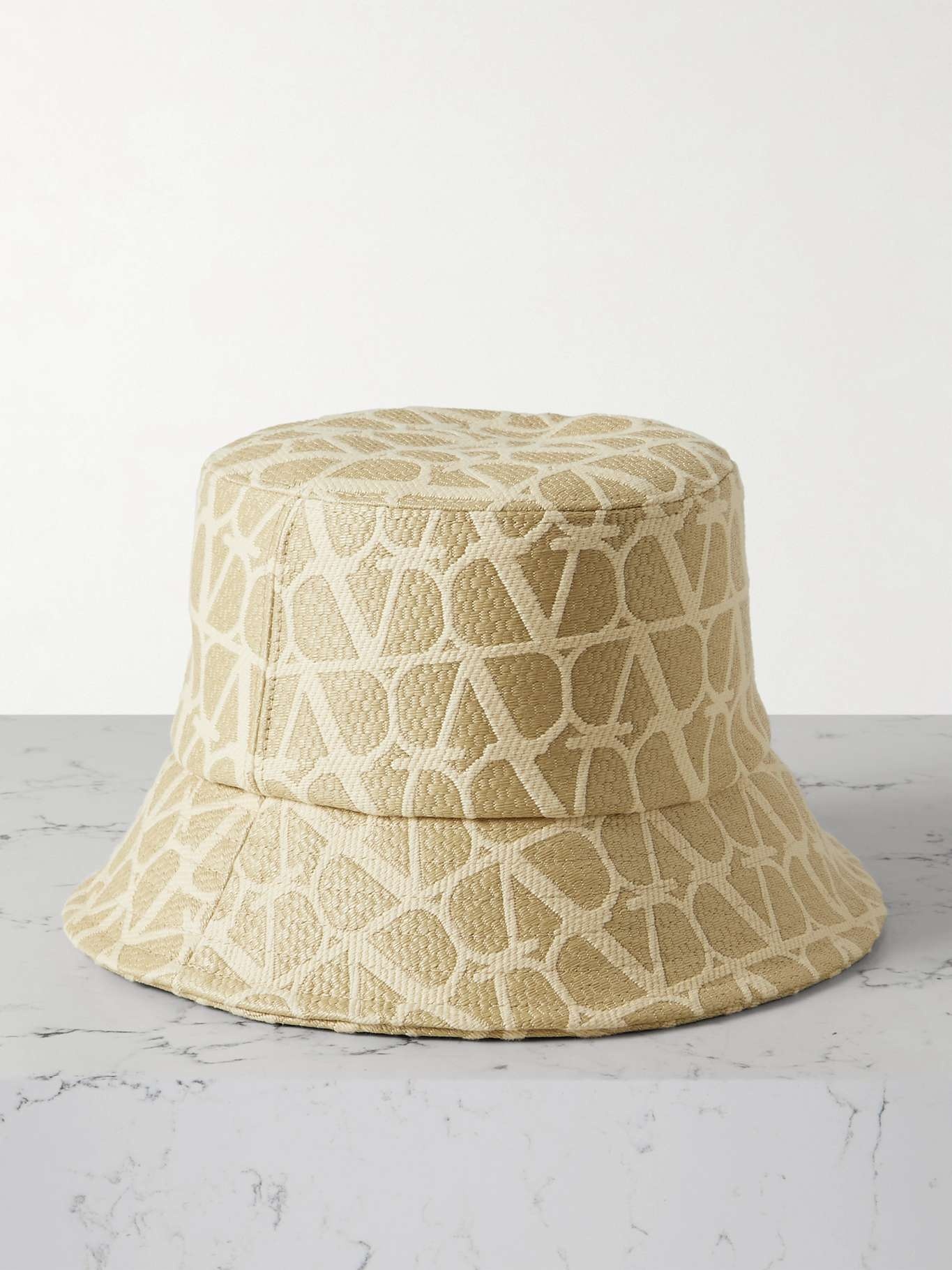 Valentino Jacquard-woven raffia bucket hat | netaporter