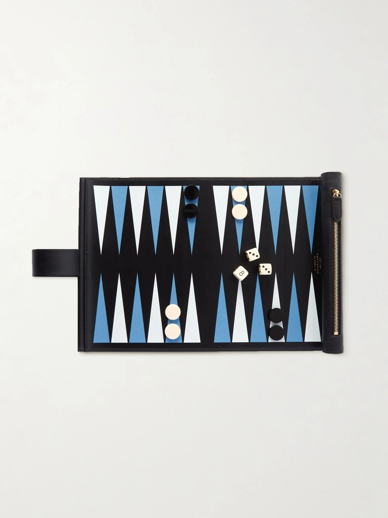 Travel Panama Cross-Grain Leather Backgammon Roll Black - 1