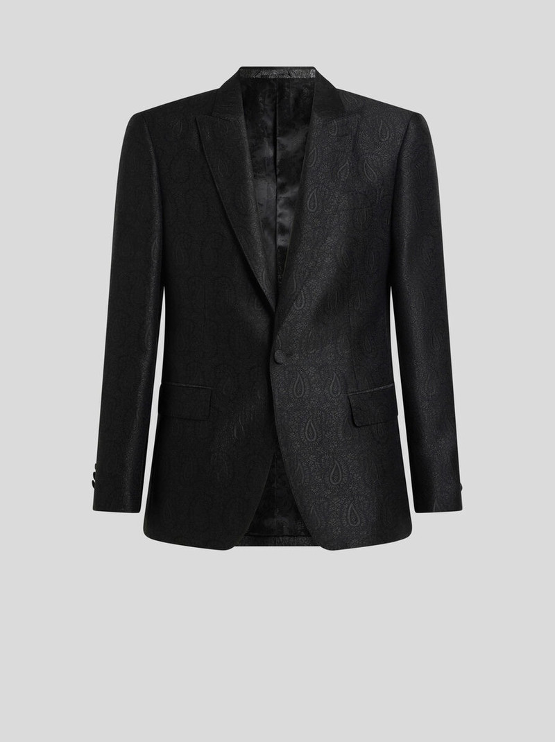 SINGLE-BREASTED COTTON-BLEND JACQUARD JACKET WITH MICRO PAISLEY MOTIF 1