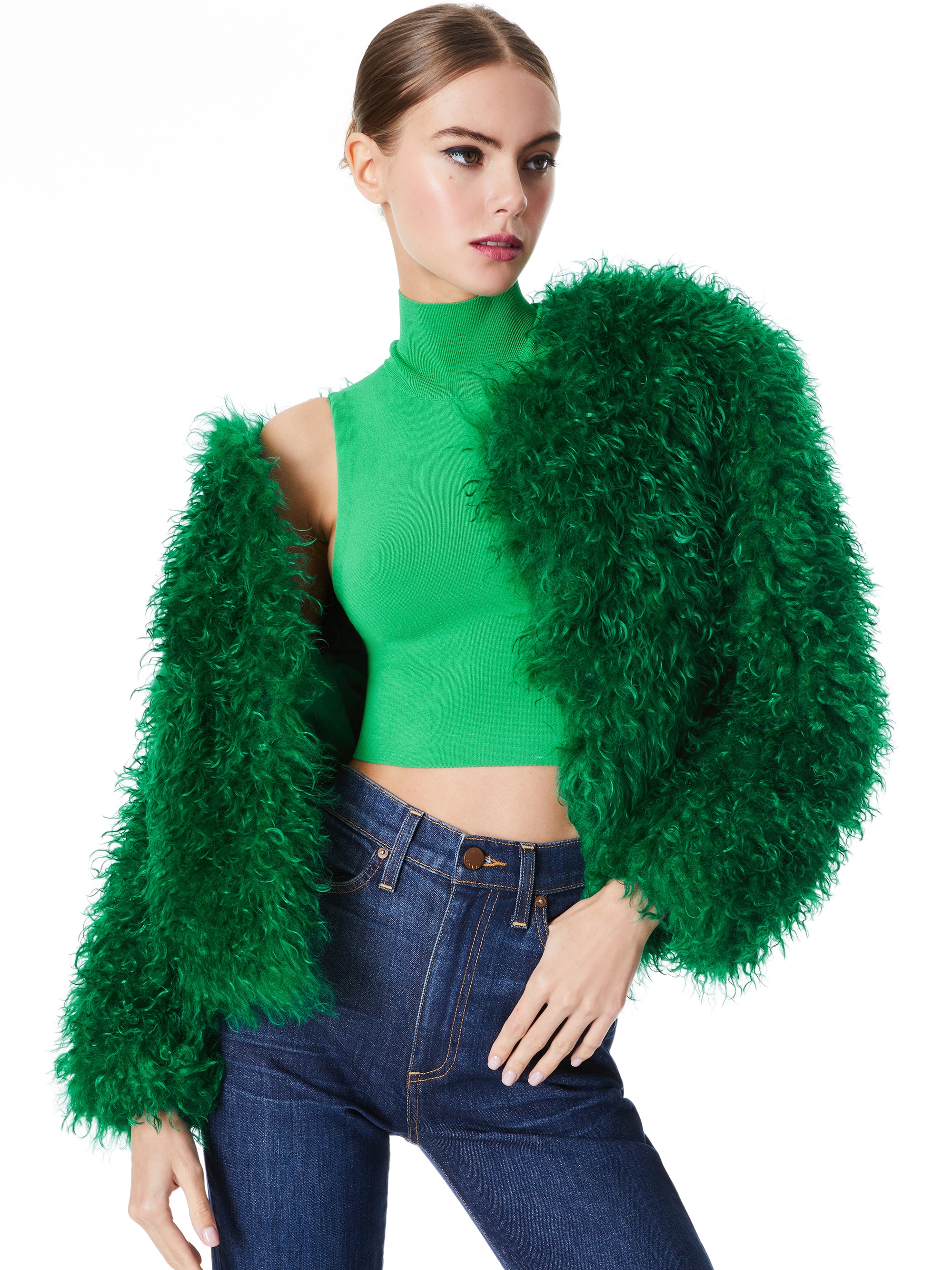 JERRIE COLLARLESS FAUX FUR COAT - 2