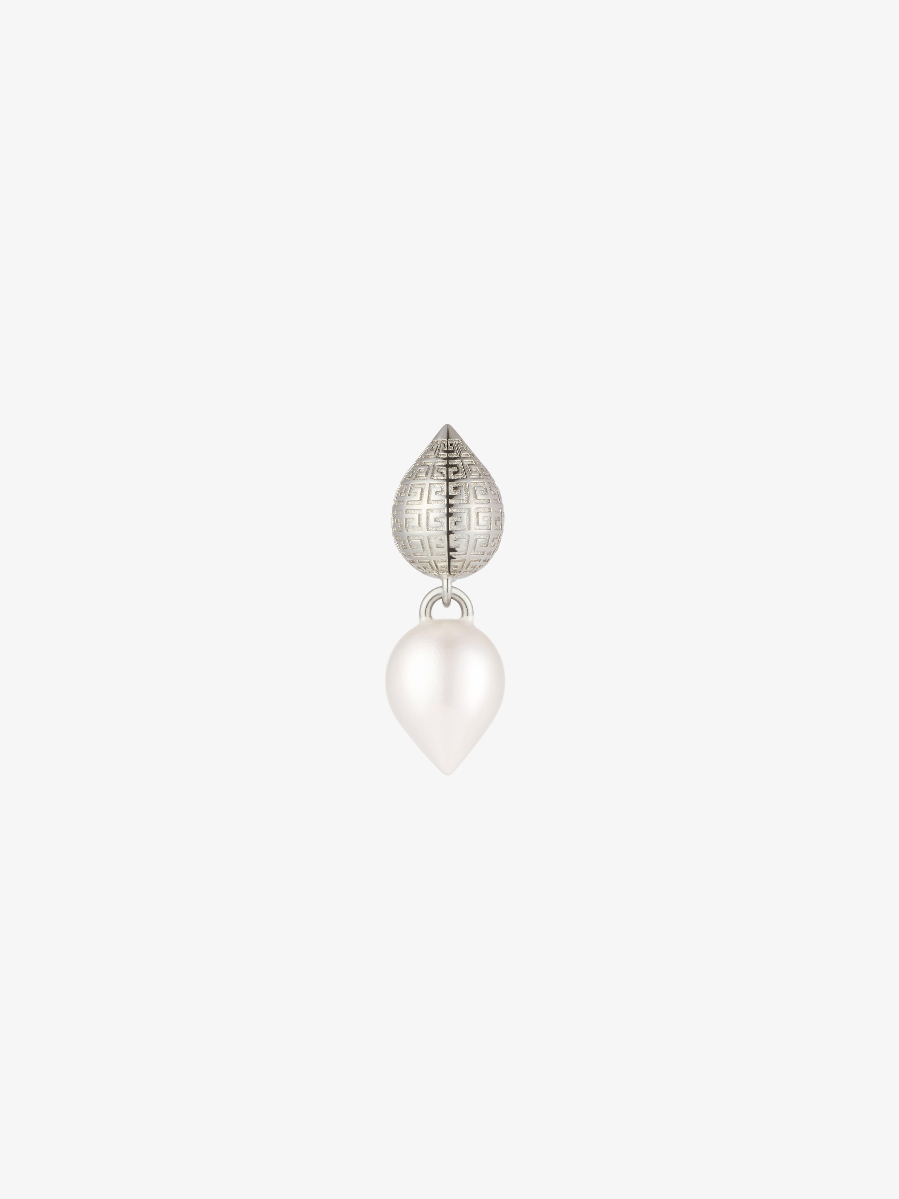 G STUD EARRING IN METAL WITH PEARL - 1