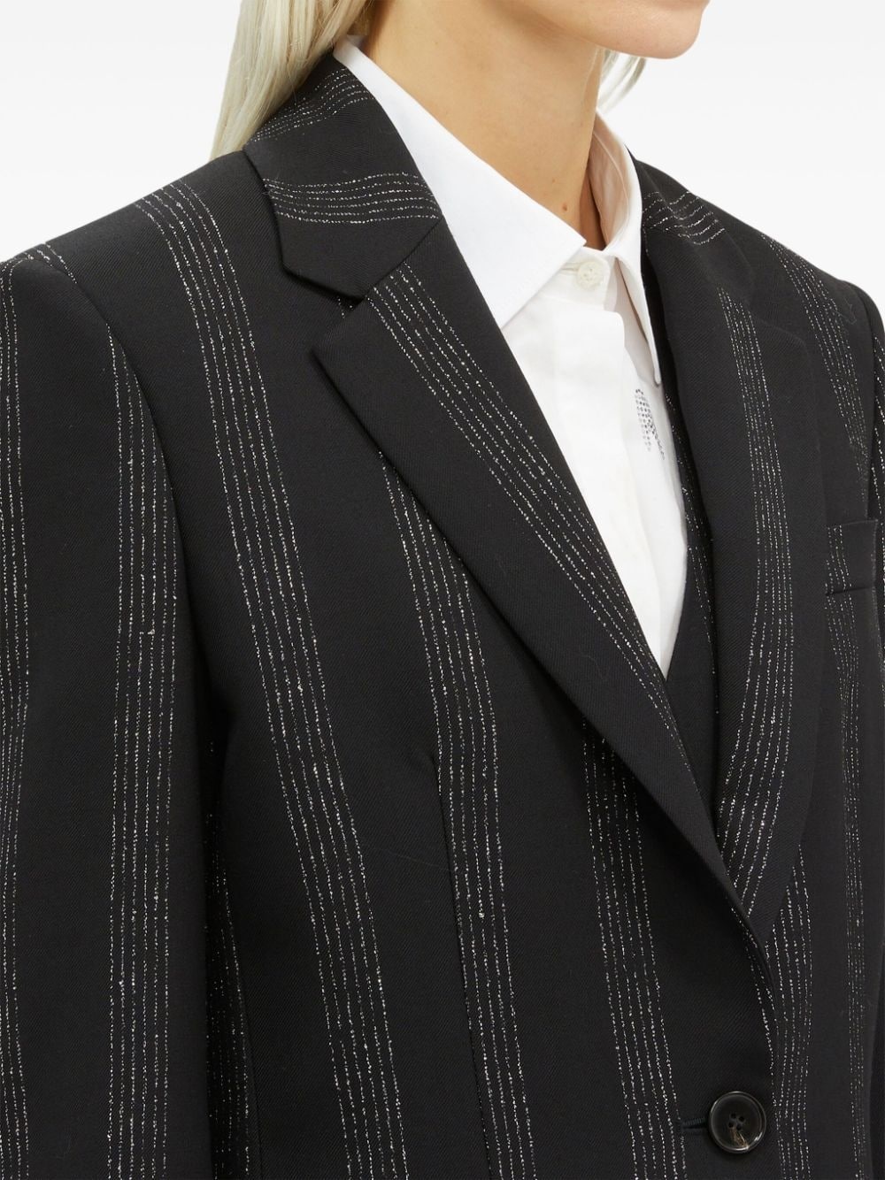 striped single-breasted blazer - 5