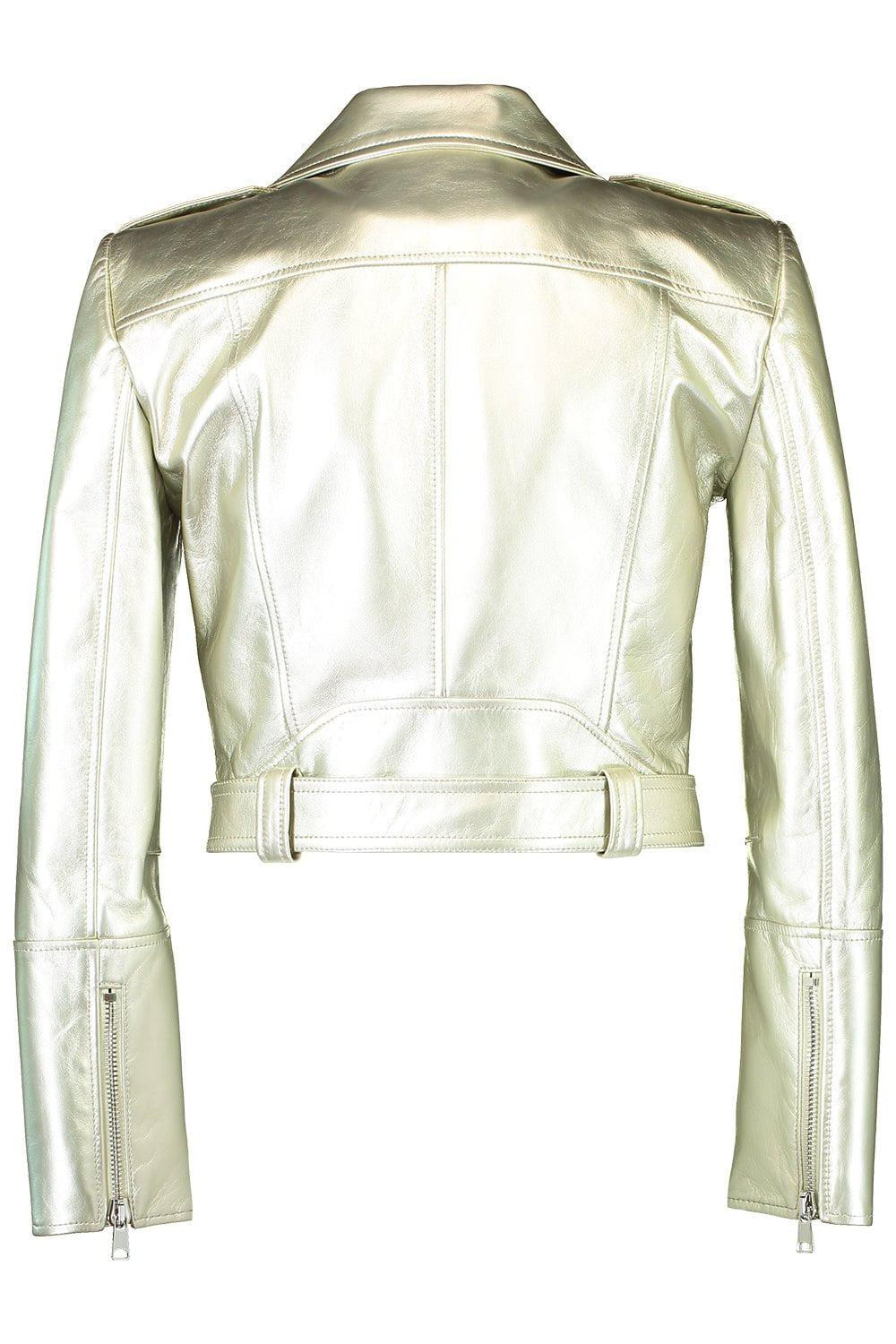 Cropped Biker Jacket - Champagne - 7