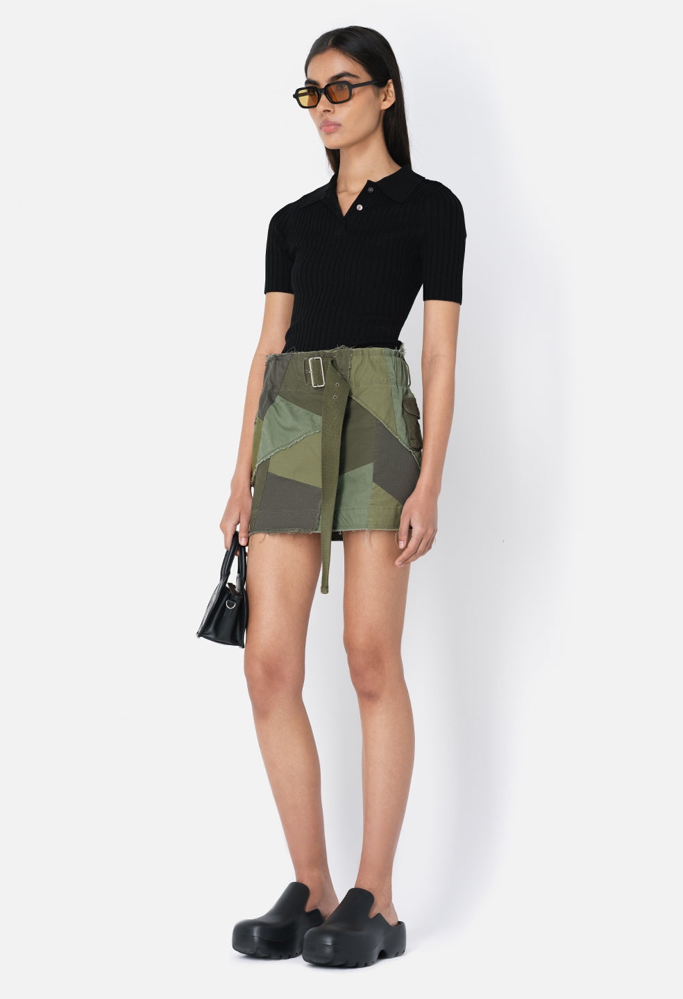 BELTED PATCHWORK SKIRT - 3