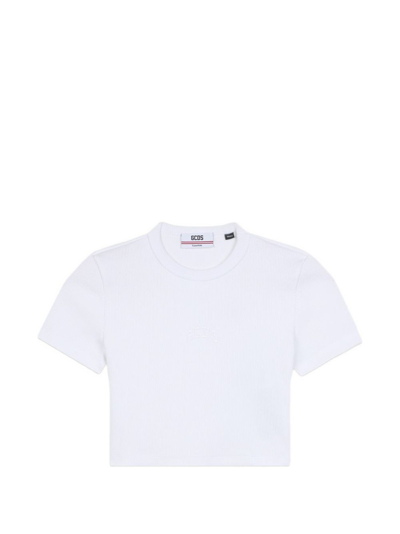 logo-embroidered crop T-shirt 1