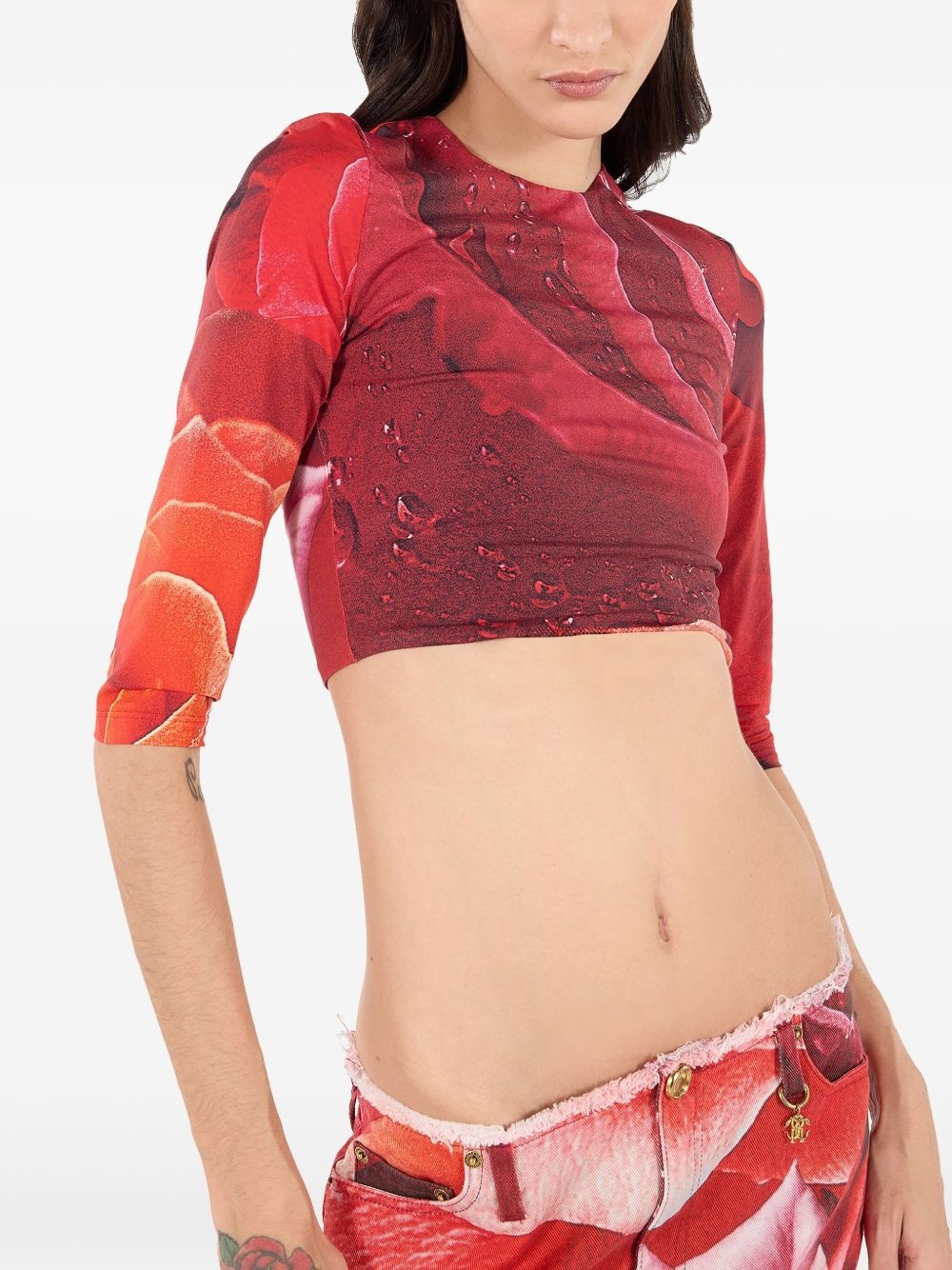 rose-print T-shirt - 5