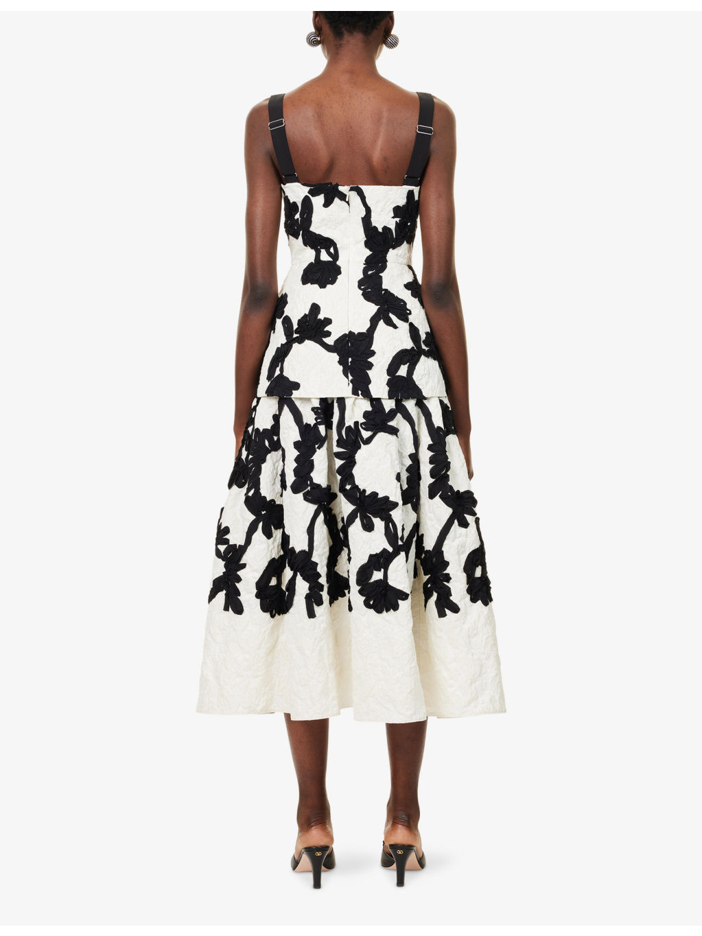 Jacquard Floral Woven Midi Dress - 4