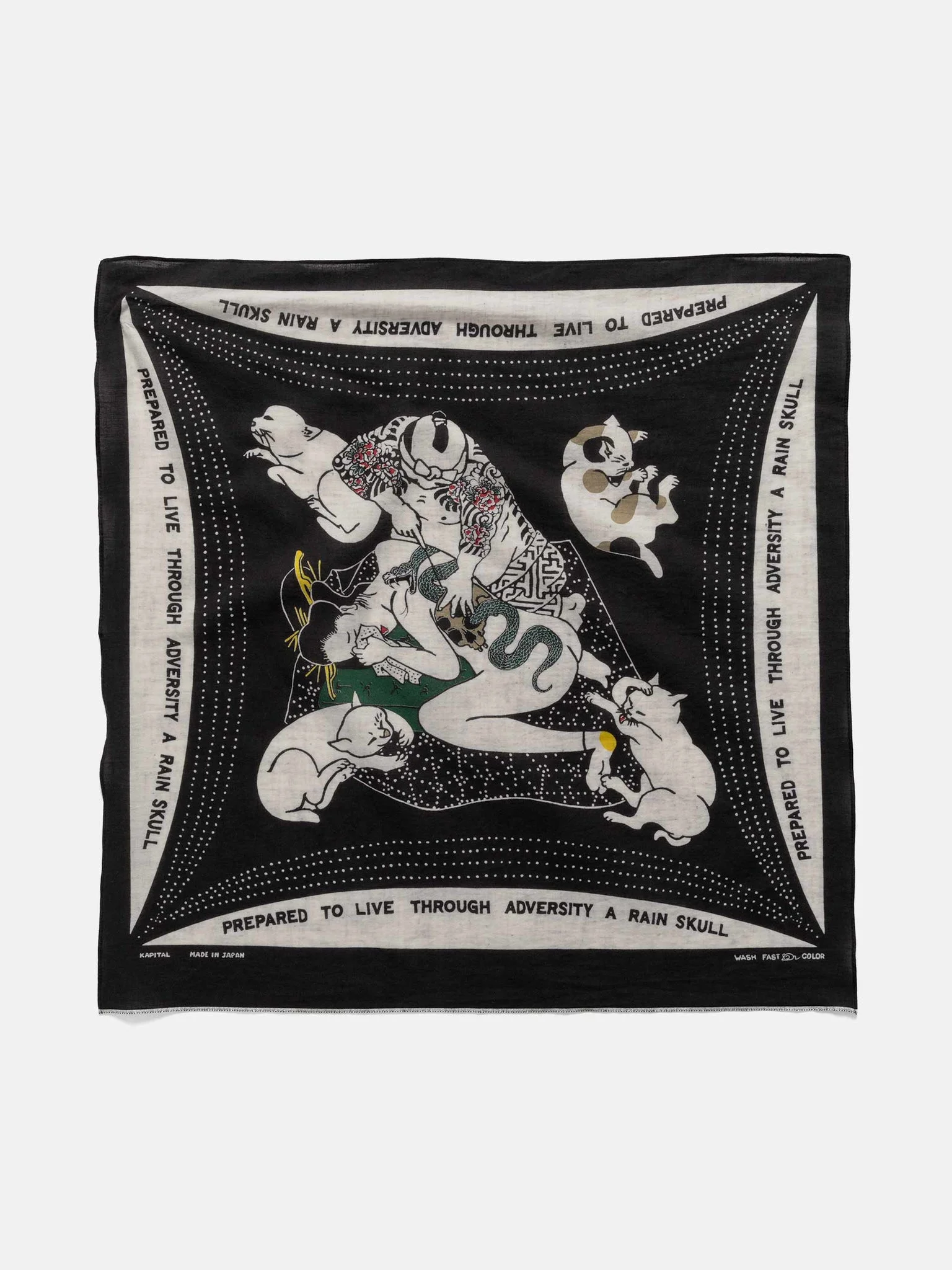 Fastcolor Selvedge Bandanna (RAINSKULL NO WOMAN NO CRY) Black - 1