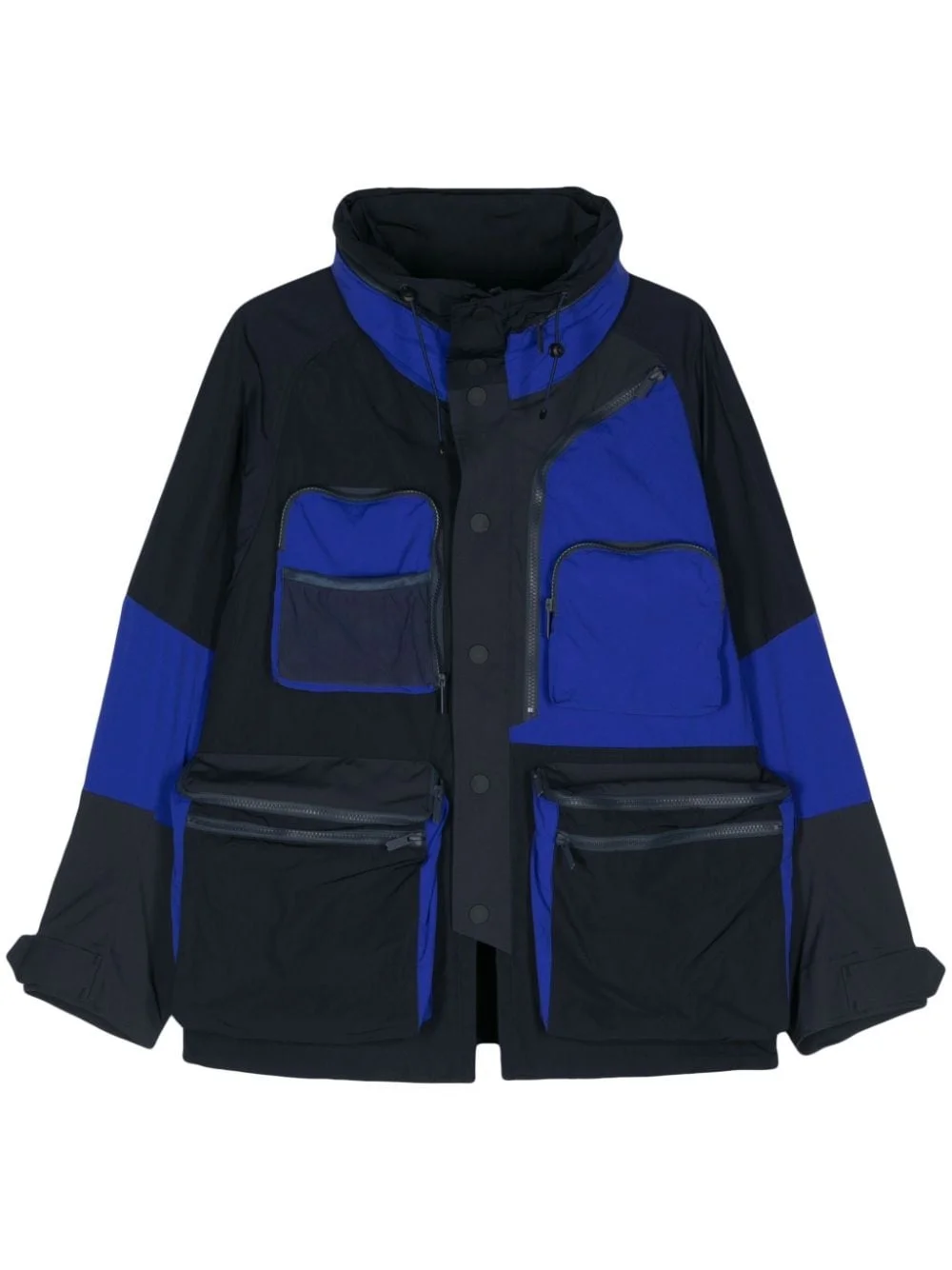 colour-block multi-pocket parka - 1