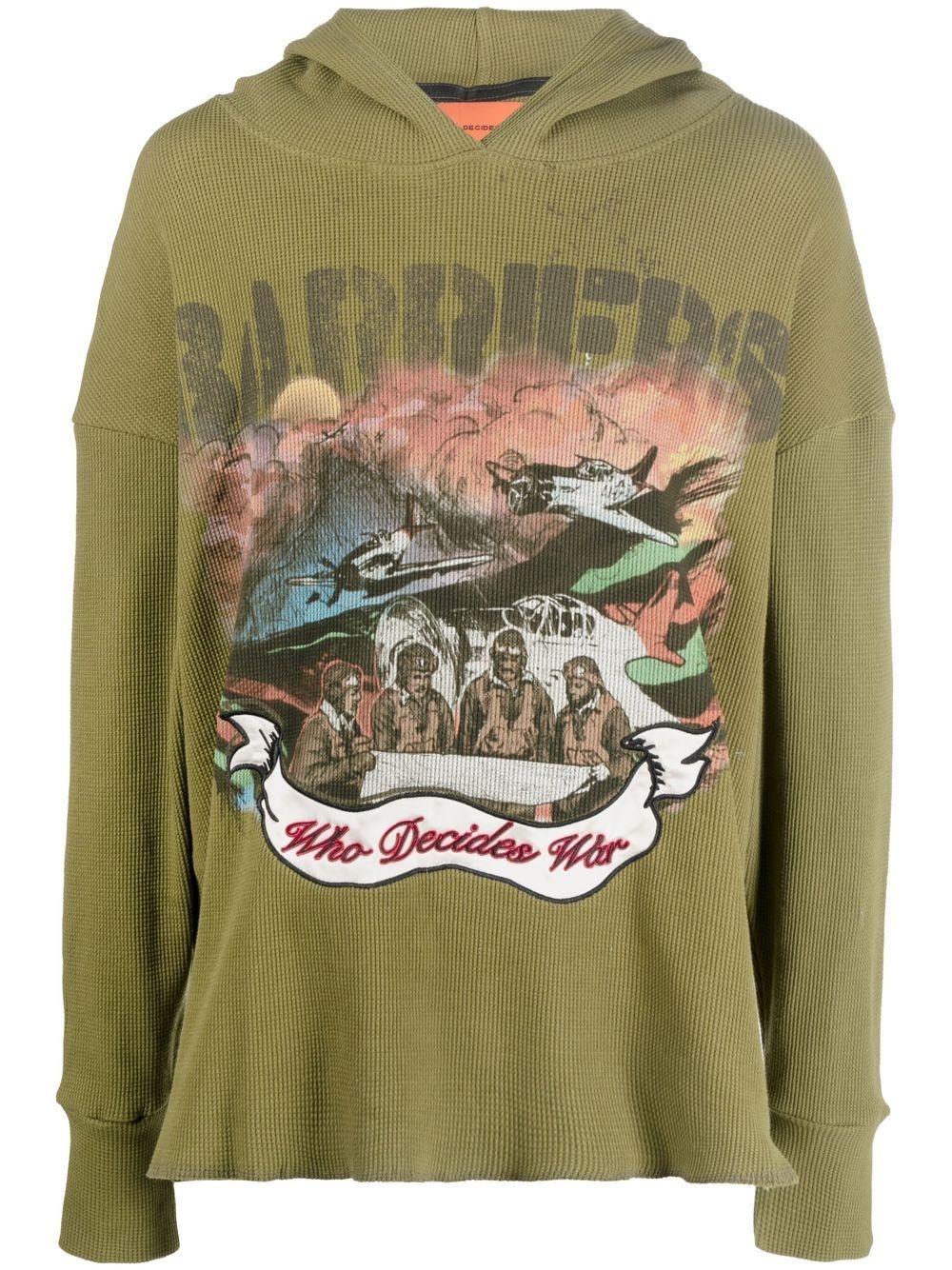 graphic-print raw-hem hoodie - 1