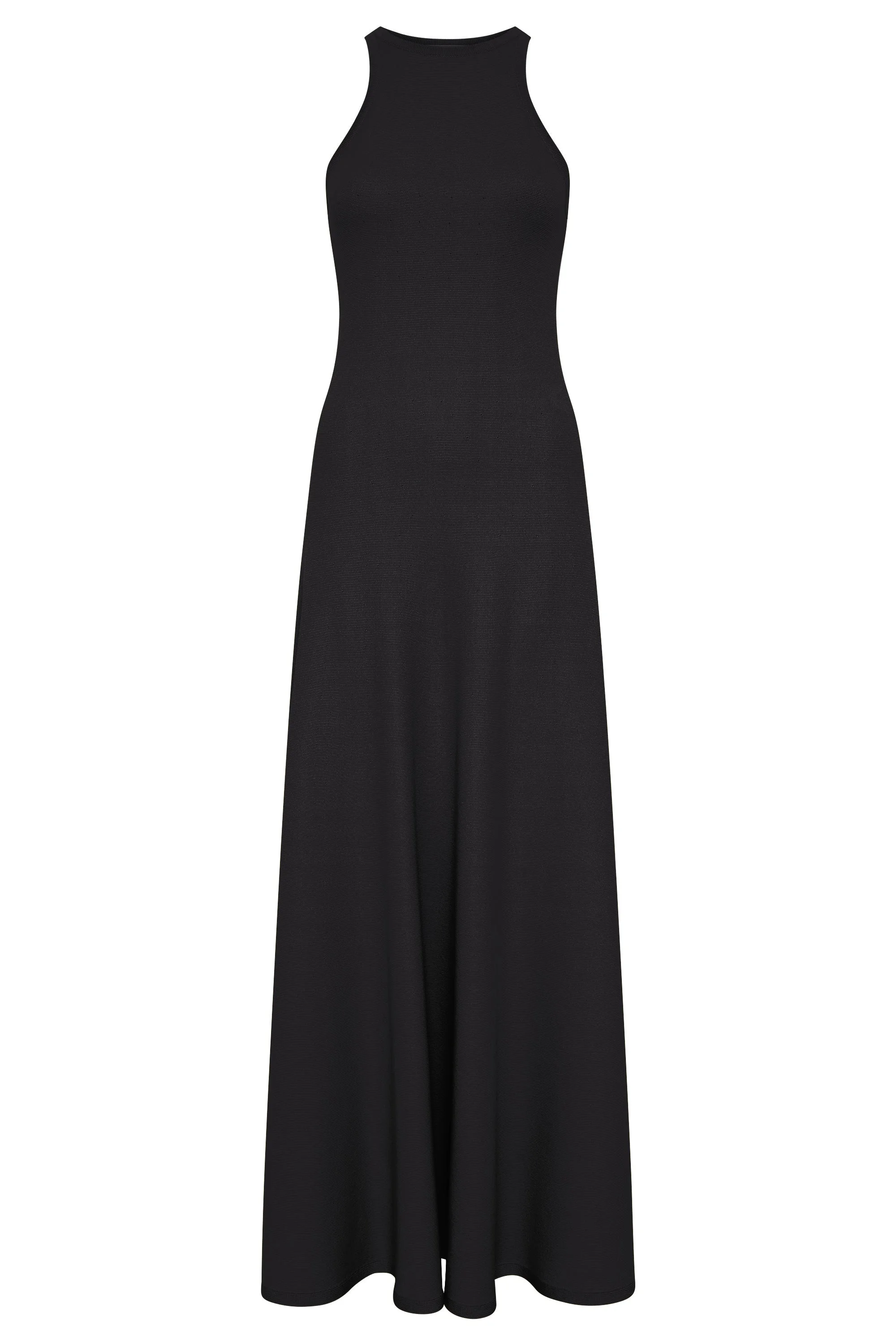 Siren Knit Maxi Dress in Black Merino Wool - 1