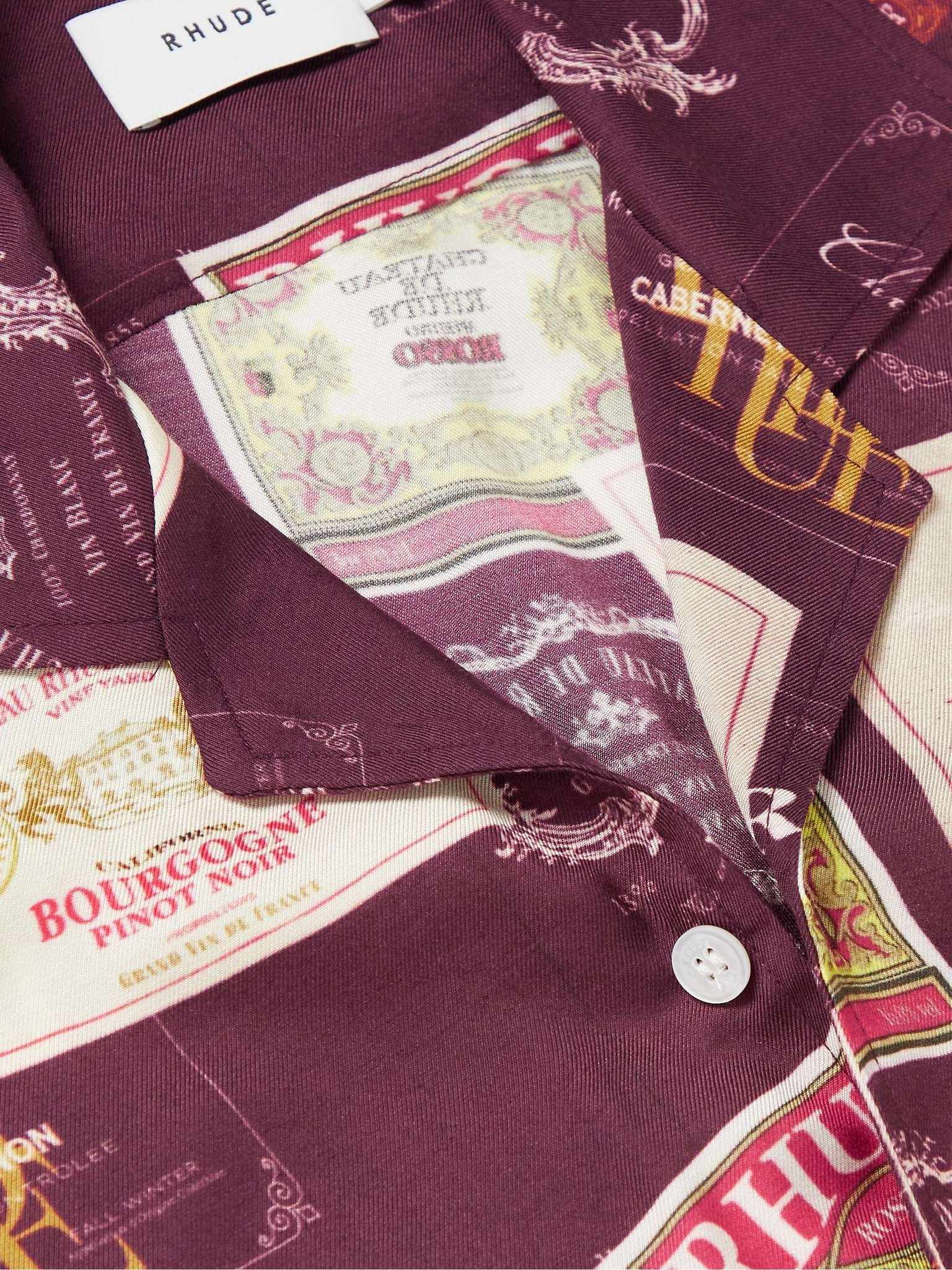 Wine Club Camp-Collar Printed Twill Shirt - 5
