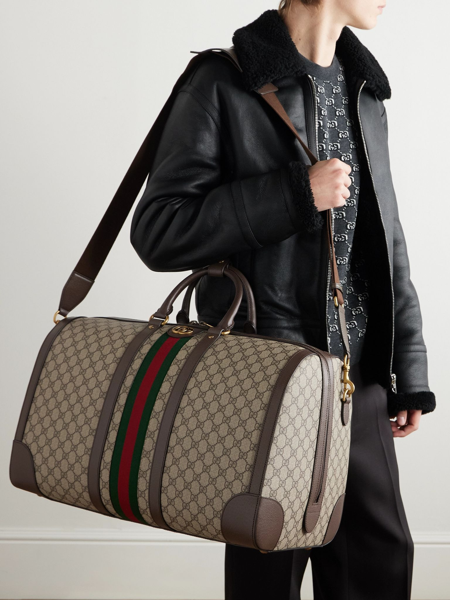 Savoy Large Full-Grain Leather-Trimmed Monogrammed Supreme Coated-Canvas Weekend Bag Brown - 6