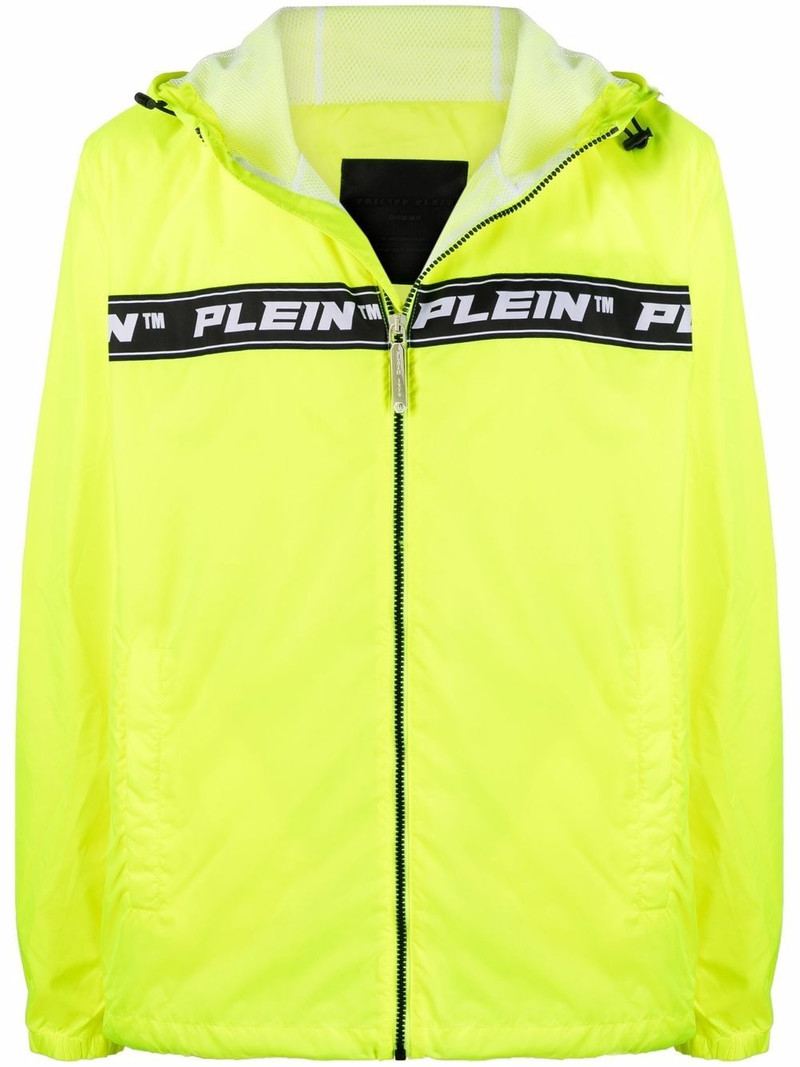 logo-tape hooded lightweight jacket 1