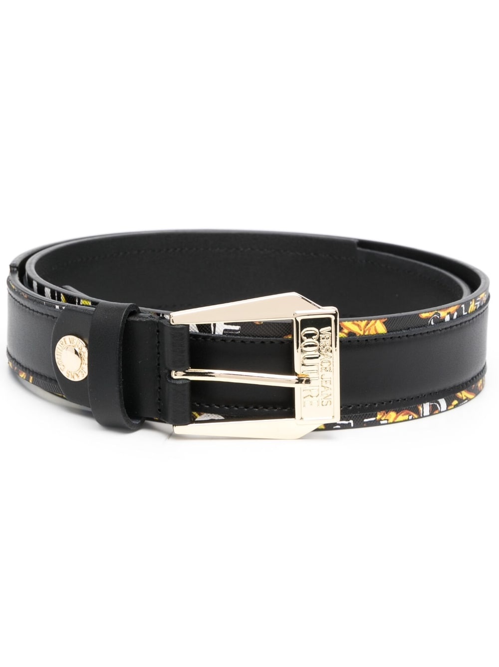 Barocco-print buckle leather belt - 1