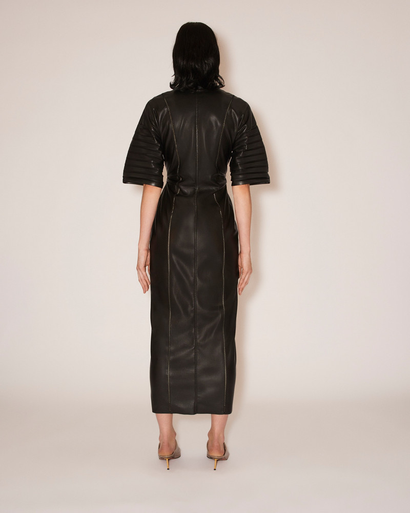 TAISSA - Vegan leather corrugated effect dress - Black 4